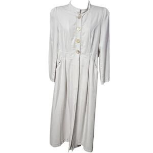 Armine Womens Maxi Dress SZ 40 Cream High Neck Gold Buttons Pockets Turkey